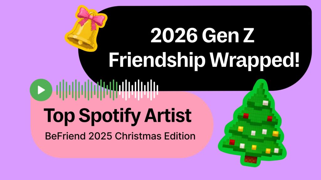 2026 Spotify Wrapped friendship style guide featuring Gen Z music personalities like Sad Girl and Main Character, illustrating how to use apps to make friends based on music taste.