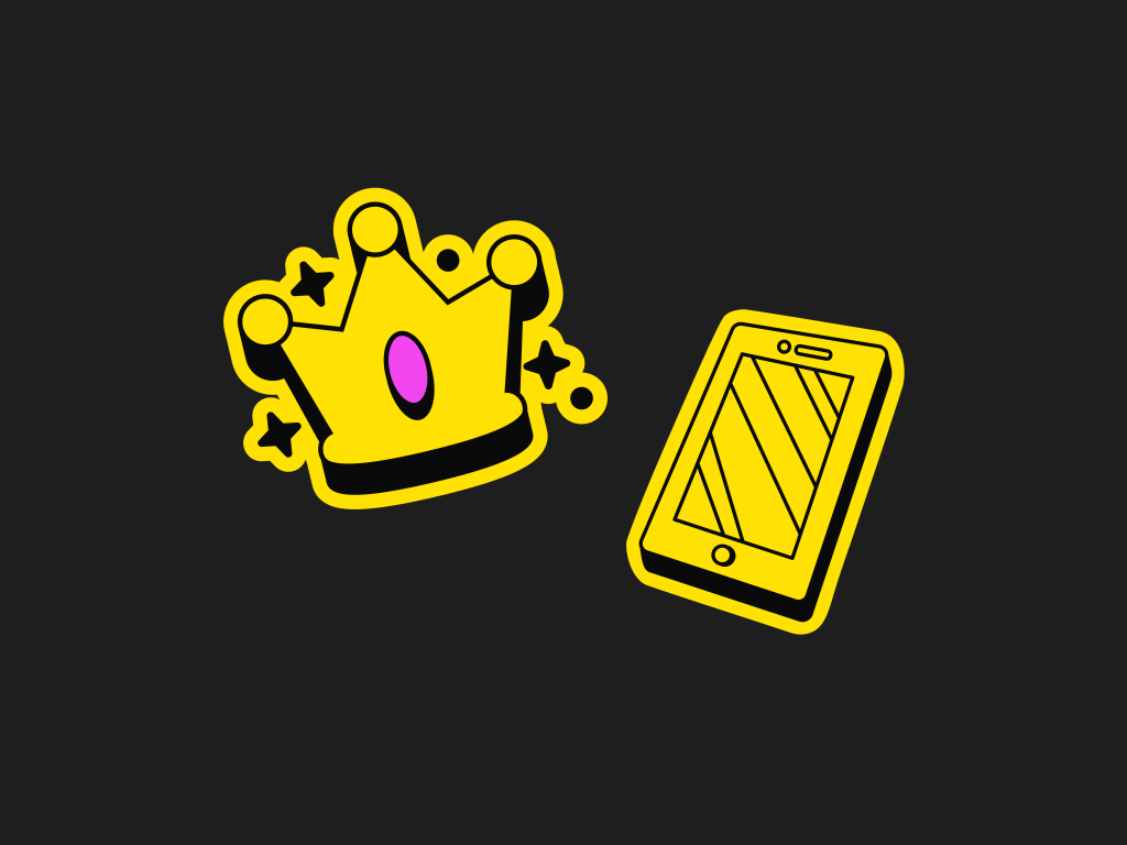 Iconos de una corona y un smartphone que representan la adolescencia digital en 2025