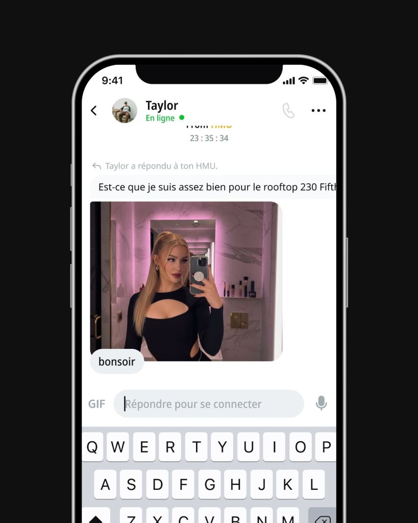 Fil HMU public sur l’app BeFriend : des posts apparaissent avec le nombre de likes et un bouton « Envoyer un message » pour engager une conversation de façon intentionnelle.