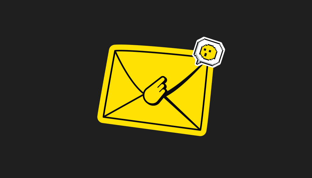 Gelber Briefumschlag mit Hand-Icon als Illustration für HMU vs DM in Gen-Z-Chats